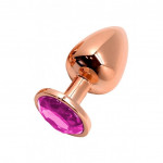 Анальная пробка Wooomy Tralalo Rose Gold Metal Plug MAGENTA L