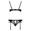 Комплект білизни PAULINE SET black L/XL Passion: стрепи: ліф, стрінги та пояс для панчох