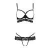 Комплект белья SARIA SET OpenBra black S/M - Passion Exclusive: стрэпы: открытый лиф, стринги