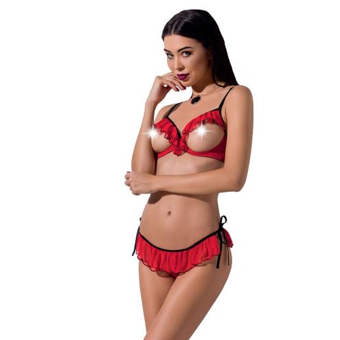 Комплект білизни CHERRY SET OpenBra red L/XL - Passion Exclusive