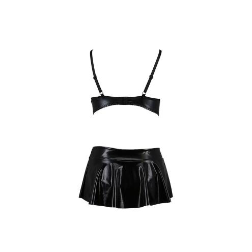 Комплект белья под латекс DEBY SET black L/XL - Passion: лиф, мини-юбочка, стринги