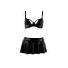 Комплект белья под латекс DEBY SET black L/XL - Passion: лиф, мини-юбочка, стринги