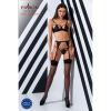 Комплект белья PERDITA SET black L/XL - Passion Exclusive: стрэпы: лиф, стринги и пояс для чулок