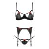 Комплект білизни PERDITA SET black S/M - Passion Exclusive: стрепи: ліф, стрінги та пояс для панчох