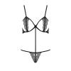 Комплект белья QUENTRIS BIKINI black S/M - Passion Exclusive, стринги и полуоткрытый лиф