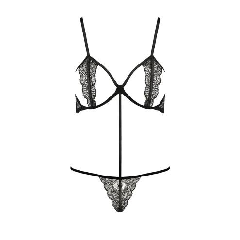 Комплект белья QUENTRIS BIKINI black S/M - Passion Exclusive, стринги и полуоткрытый лиф