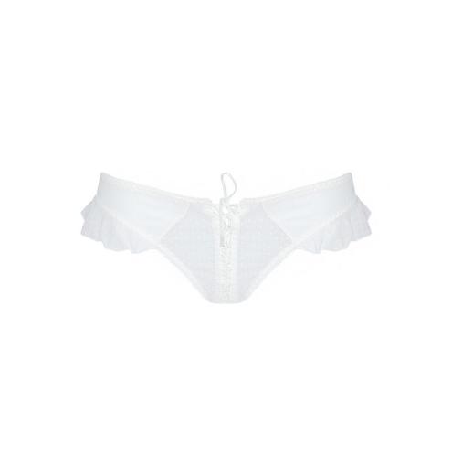 Трусики в горошек, с рюшами и шнуровкой Fatin Thong white XXL/XXXL - Passion