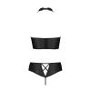 Комплект из эко-кожи Nancy Bikini black L/XL - Passion, бра и трусики с имитацией шнуровки