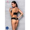 Комплект из эко-кожи Nancy Bikini black L/XL - Passion, бра и трусики с имитацией шнуровки