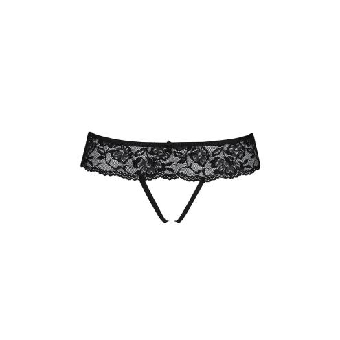 Кружевные стринги с доступом Senia Thong black L/XL - Passion