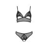 Комплект: браслет із ажурним ліфом та відкритими трусиками Christa Set with Open Bra black L/XL