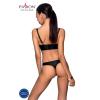 Комплект из эко-кожи с люверсами и ремешками Malwia Bikini black S/M — Passion, бра и трусики