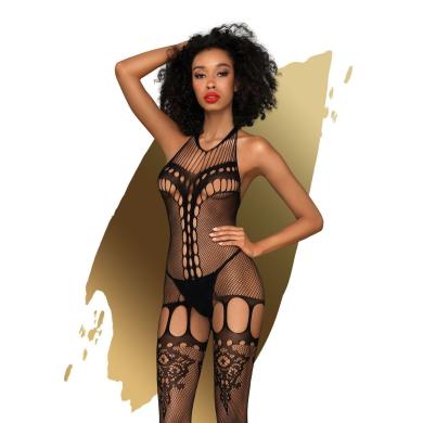 Бодістокінг Penthouse Fancy Me S/L Black, відкритий доступ, фантазійний малюнок, імітація панчох