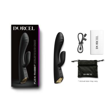 Вібратор з кліторальною стимуляцією та підігрівом Dorcel FLEXI RABBIT BLACK