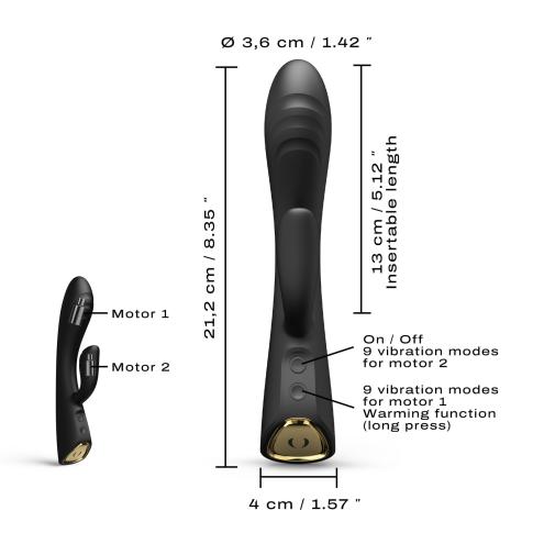 Вибратор с клиторальной стимуляцией и подогревом Dorcel FLEXI RABBIT BLACK