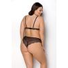 Комплект білизни Passion Amberly Set 6XL/7XL black, ліф, трусики бразиліана, люрексова нитка