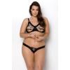 Комплект из экокожи Passion Celine Bikini 4XL/5XL black, открытый бра, стринги со шнуровкой