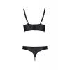 Комплект з екошкіри Passion Malwia Bikini 4XL/5XL black, з люверсами та ремінцями, бра, трусики