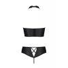 Комплект з екошкіри Passion Nancy Bikini 6XL/7XL black, бра та трусики з імітацією шнурівки