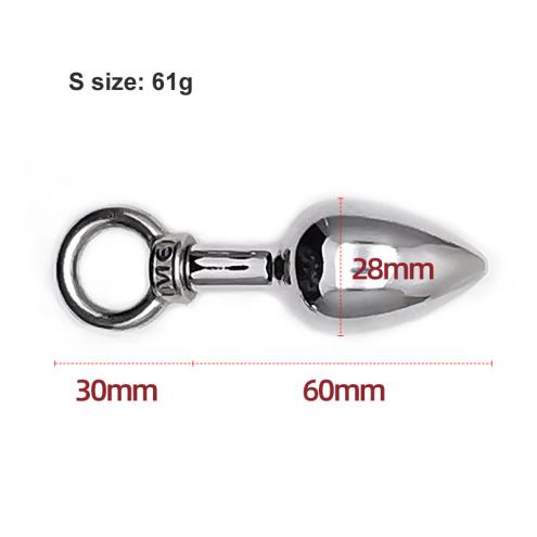 Металлическая анальная пробка с кольцом, S