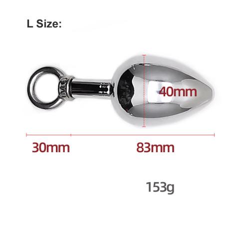 Металлическая анальная пробка с кольцом, L