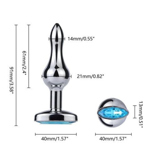 Анальная металлическая пробка с камнем (размер S)