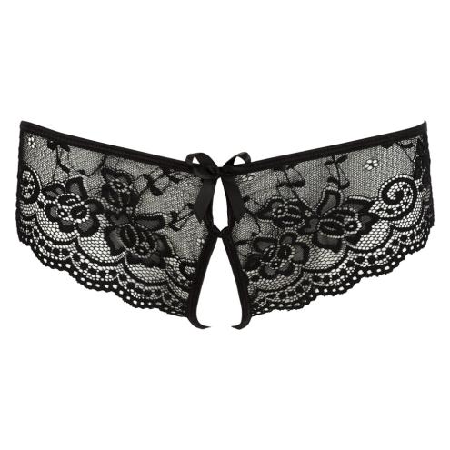 Женские стринги - Cotelli Collection 2310813 Crotchless Lace Slip, black - L