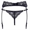 Стринги с поясом для чулков - Cotelli Collection 2321874 String & Suspender Belt - black S