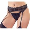 Стрінги з поясом для панчох - Cotelli Collection 2321874 String & Suspender Belt - black S