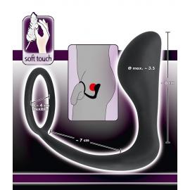 Анальна пробка з ерекційним кільцем Black Velvets Ring Plug - 5