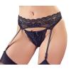 Стринги з поясом для чулок Cotelli Collection String & Suspender Belt black, M