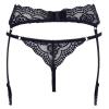 Стринги з поясом для чулок Cotelli Collection String & Suspender Belt black, M