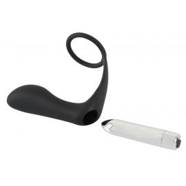 Масажер простати з ерекційним кільцем - Black Velvets Vibrating Ring & Plug - 2