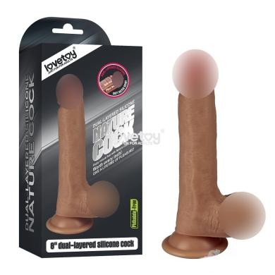 Фаллоимитатор с мошонкой Dual-layered Silicone Dildo доставит Божественное удовольствие 