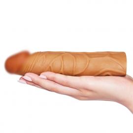 Насадка на член - Pleasure X-Tender Penis Sleeve Brown Add 1  - 5