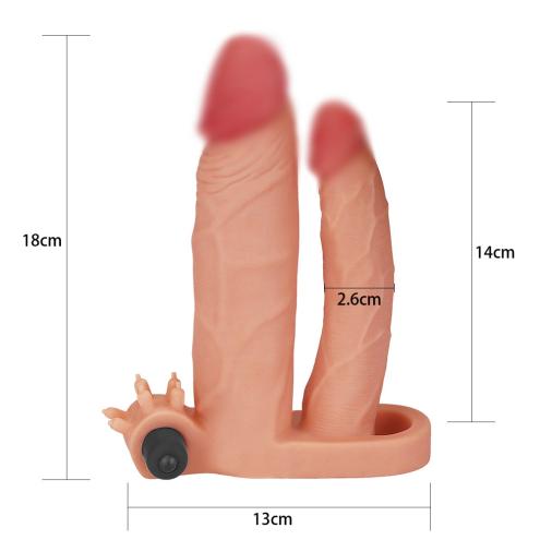 Насадка на член - Pleasure X-Tender Vibrating Double Penis Sleeve Flesh Add 1