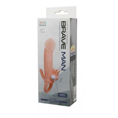 Удлиняющая насадка с вибрацией Brave Men Vibrating Sleeve Flesh