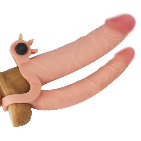 Насадка на член - Pleasure X-Tender Vibrating Double Penis Sleeve Flesh Add 1