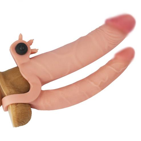 Насадка на член - Pleasure X-Tender Vibrating Double Penis Sleeve Flesh Add 1