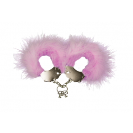 Наручники металеві Adrien Lastic Handcuffs Pink з рожевим пухнастим оздобленням - 1