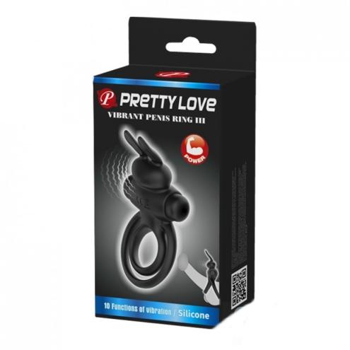 Эрекционное кольцо - Pretty Love Vibro Penis Ring Bunny III Black