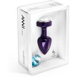 Анальная пробка Diogol Anni Magnet Purple: Кристалл/Аквамарин 25мм, со сменными стразами на магните - 2