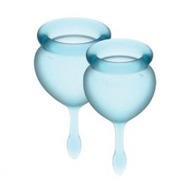 Набір менструальних чаш Satisfyer Feel Good (light blue), 15 мл та 20 мл, мішечок для зберігання - 1