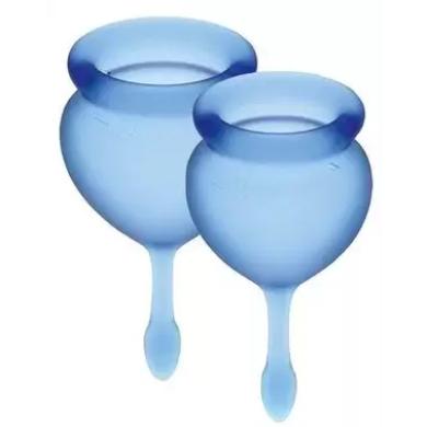 Набор менструальных чаш Satisfyer Feel Good (dark blue),15мл и 20 мл, мешочек для хранения