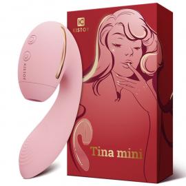 Вакуумний вібратор Kistoy Tina Mini Pink, вагінально-кліторальний - 1