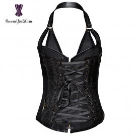 Готичний корсет з ланцюгами та заклепками, чорний, М - 2
