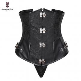Готический черный корсет с металлическими застежками - 1