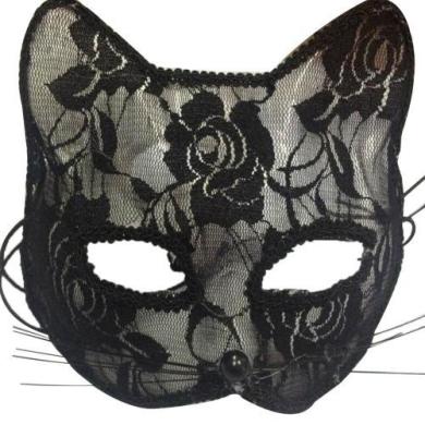 Кружевная маска кошечки, черная