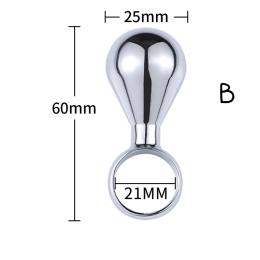 Каплевидная металлическая анальная пробка с кольцом, М