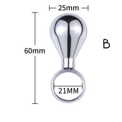 Каплевидная металлическая анальная пробка с кольцом, М